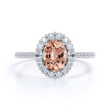 1.50 ct Oval Morganite Halo Engagement Ring