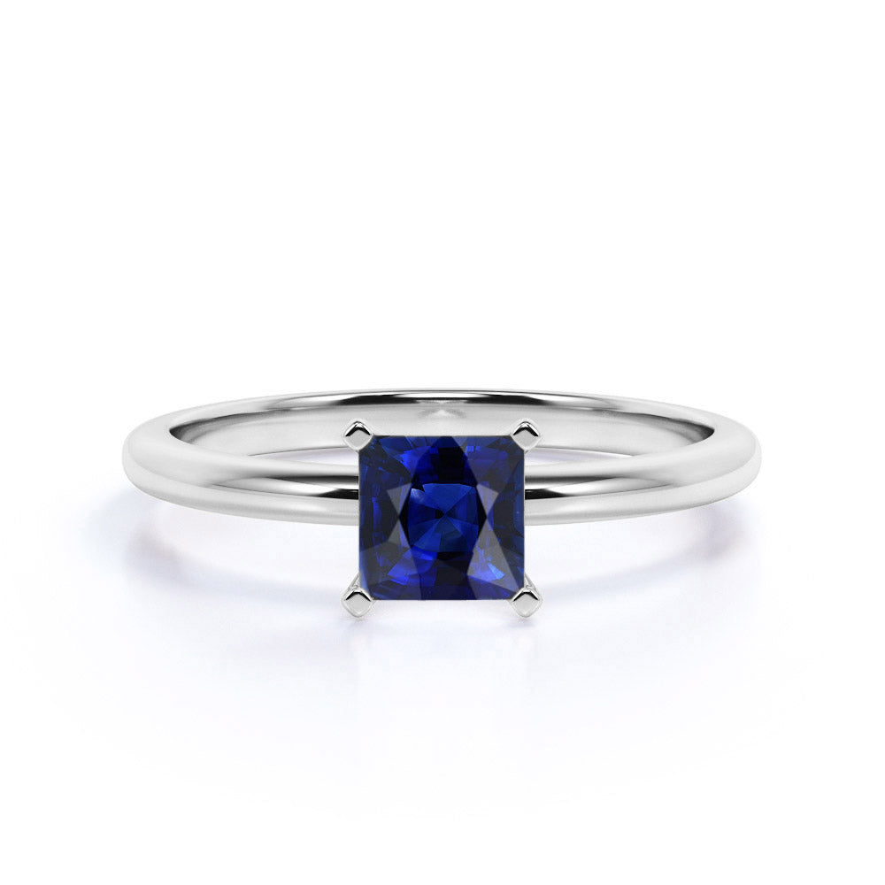 Princess Cut Blue Sapphire Engagement Ring - Aurelius Jewelry