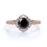 Bestselling 1.75 Carat Round Lab Created Lab Black Diamond and Antique Art Deco Engagement Ring in White Gold