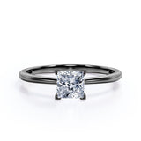 Striking 1 carat Princess Moissanite Solitaire Engagement Ring in Black Gold