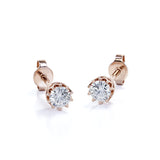 Starburst Bezel 1 Carat Round Cut Certified Moissanite Milgrain Solitaire Stud Earrings