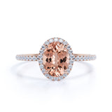 1.5 ct Oval Real Morganite Halo Engagement Ring