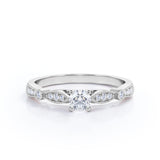 Certified Art Deco 0.50 Ct Round Lab Diamond Engagement Ring