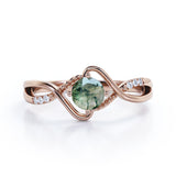 Infinity 0.6 Carat Round Moss Agate Engagement Ring