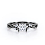 Certified 0.50 Ct Princess Lab Diamond Five Stone Engagement Ring
