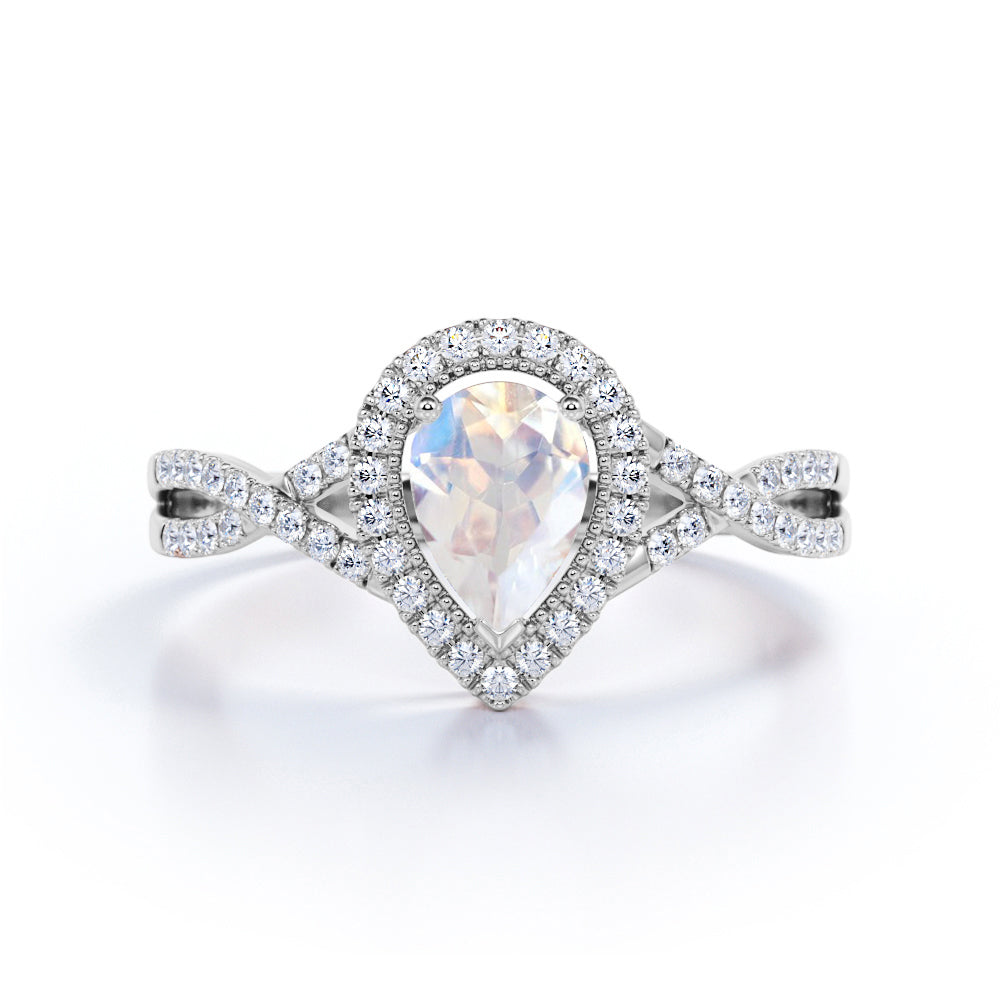 1.50 Carat Teardrop Moonstone Wedding Ring in Rose Gold - Moonstone Minimalist Ring