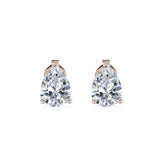 Certified 2.5 Carat Pear Cut Moissanite Minimalist Solitaire Stud Earrings In 18K Rose Gold Plating Over Silver