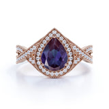 Infinity 1.50 Ct Pear Lab Alexandrite Engagement Ring