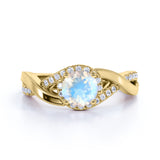 1.25 Carat Round Moonstone Wedding Ring in Rose Gold - Vintage Moonstone Ring