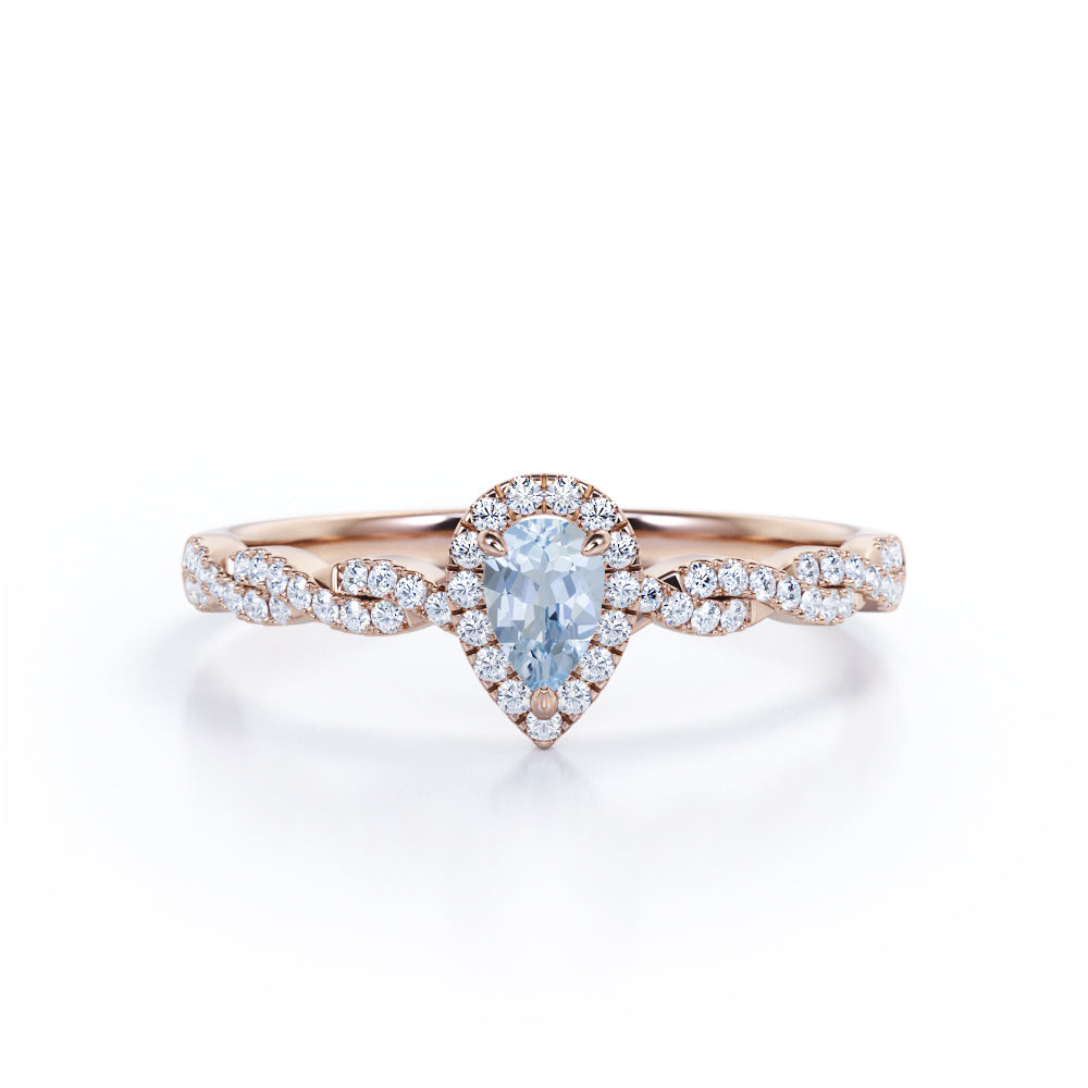 1.20 ct Pear Aquamarine Halo Infinity Engagement Ring