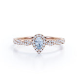1.20 ct Pear Aquamarine Halo Infinity Engagement Ring