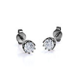 Starburst Bezel 1 Carat Round Cut Certified Moissanite Milgrain Solitaire Stud Earrings