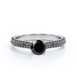 1.35 ct Round Lab Black Diamond Cathedral Engagement Ring