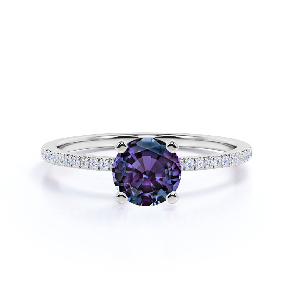 Solitaire 1.25 Ct Round Lab Alexandrite Engagement Ring