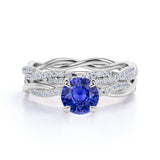 1.75 Ct Round Cut Lab Sapphire Infinity Wedding Ring Set