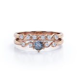 Twist 0.85 Ct Round Salt and Pepper Diamond Wedding Ring Set