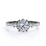 Tapered 1.20 Carat Round Moissanite Engagement Ring