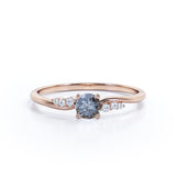 Seven Stone 0.75 Ct Round Salt and Pepper Diamond Engagement Ring