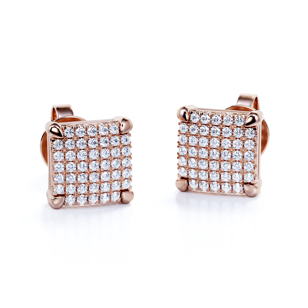 Claw Set 0.35 Carat Round Cut Moissanite Clustered Ear Studs In White Gold