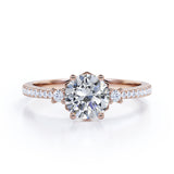 Tapered 1.20 Carat Round Moissanite Engagement Ring