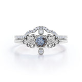 Curved 0.95 Ct Round Salt and Pepper Diamond Wedding Bridal Set