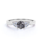 7 Stone 1.75 ct Round Black Rutilated Quartz Engagement Ring