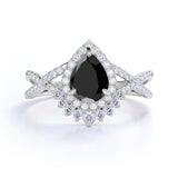 1.75 ct Pear Lab Black Diamond Infinity Engagement Ring
