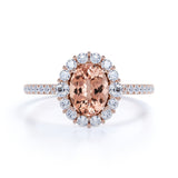 1.50 ct Oval Morganite Halo Engagement Ring
