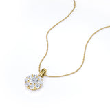 Designer 1.13 Carat Round Cut Certified Moissanite and Diamond Flower Cluster Pendant Necklace in Yellow Gold