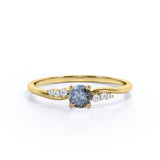 Seven Stone 0.75 Ct Round Salt and Pepper Diamond Engagement Ring