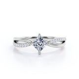 Twisted 0.50 Carat Princess Cut Diamond Four Prong Infinity Style Engagement Ring In White Gold