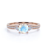 1.25 ct Round Moonstone Antique Engagement Ring