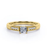 Minimalist 4-Prong Cathedral 0.35 TCW Princess Cut Diamond Mini Flush Pave Engagement Ring in 10K Rose Gold
