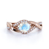 1.25 Carat Round Moonstone Wedding Ring in Rose Gold - Vintage Moonstone Ring