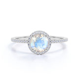 1.5 ct Round Blue Moonstone Halo Engagement Ring