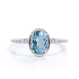 1.25 ct Oval Aquamarine Antique Engagement Ring