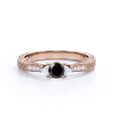 1.2 Carat Round Cut Lab Grown Black Diamond 3 Stone Engagement Ring In White Gold