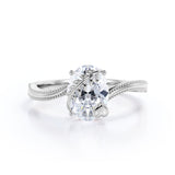 1.25 Carat Oval cut Moissanite Solitaire Engagement Ring in 10k White Gold