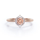 Vintage Halo 0.65 carat Round Morganite and Moissanite Engagement Ring in Rose Gold