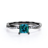 Minimal 4 Claws 1.25 Carat Princess Cut Lab Created Alexandrite And Diamond Infinity Engagement Ring In White Gold