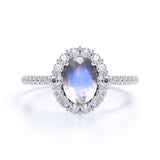 1.25 ct Oval Moonstone Halo Engagement Ring