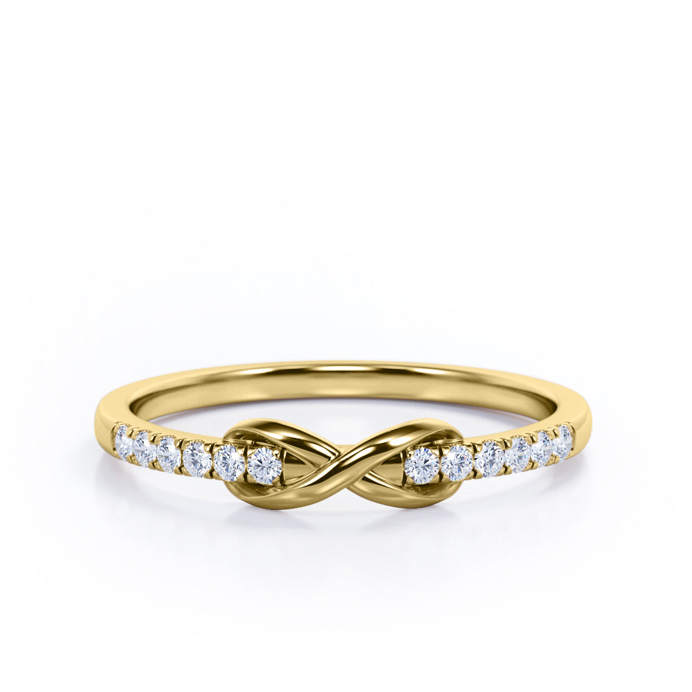 Dainty 0.1 carat Round Moissanite/Diamond Infinity Wedding Band in Rose Gold