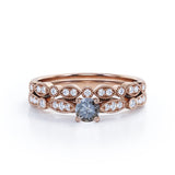 0.60 Ct Round Salt and Pepper Diamond Art Deco Wedding Ring Set