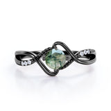 Infinity 0.6 Carat Round Moss Agate Engagement Ring