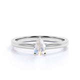 1 Carat Pear Shaped Moonstone Wedding Ring in Rose Gold - Blue Moonstone Ring