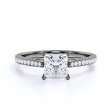 1 Ct Princess Cut Diamond Pave Engagement Ring