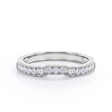 Cinderella Staircase 0.15 TCW Round Shaped Diamond Milgrain Filigree Wedding Band in White Gold