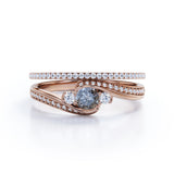 1.25 Ct Round Salt and Pepper Diamond Bypass Wedding Ring Set