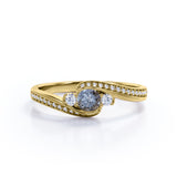 Bypass 1 Ct Round Salt and Pepper Diamond Engagement Ring