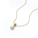 Floating Halo 0.5 CT TDW Teardrop White Diamond Bezel Set Pendant Necklace in Black Gold